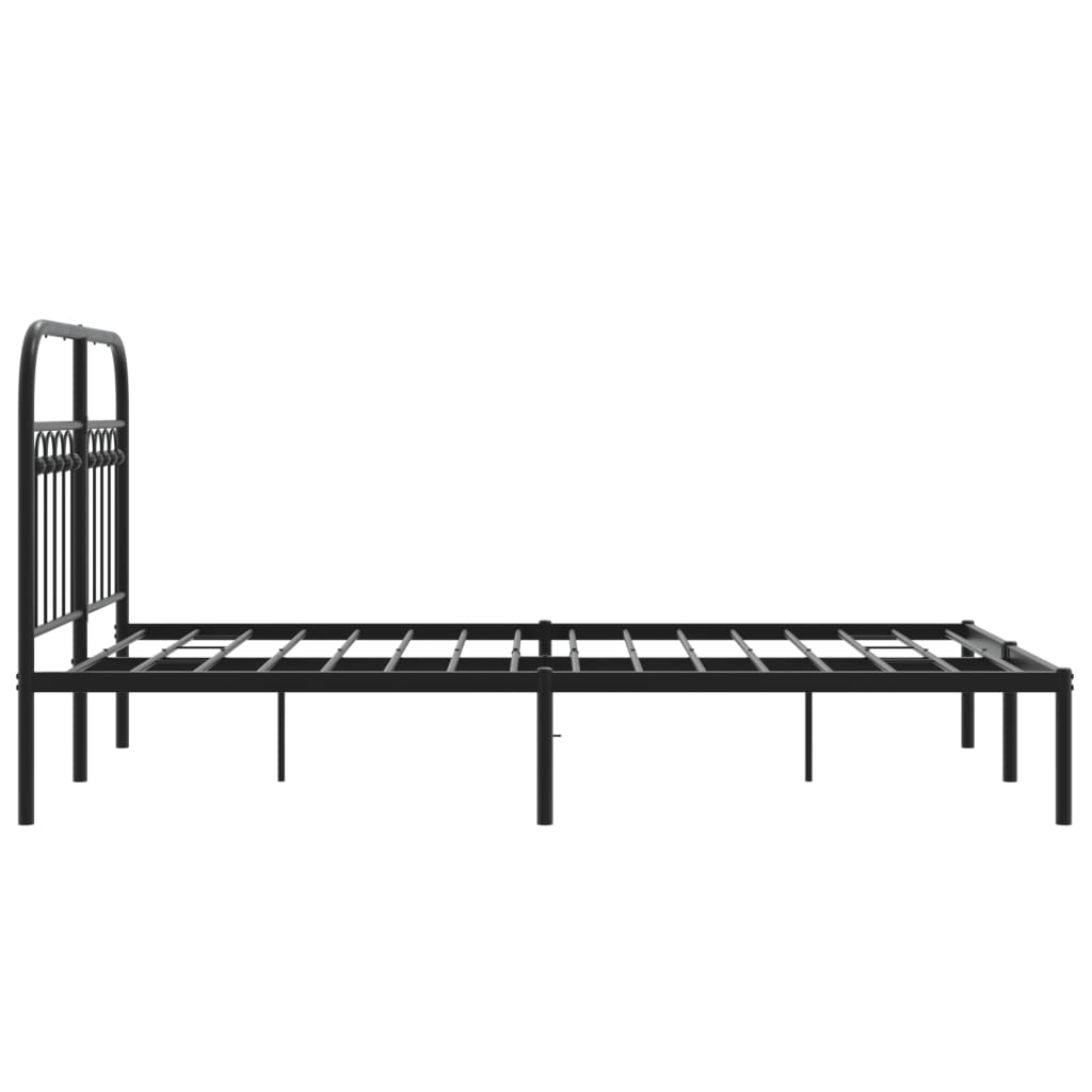 Metal Bed Frame without Mattress with Headboard Black 120x190cm