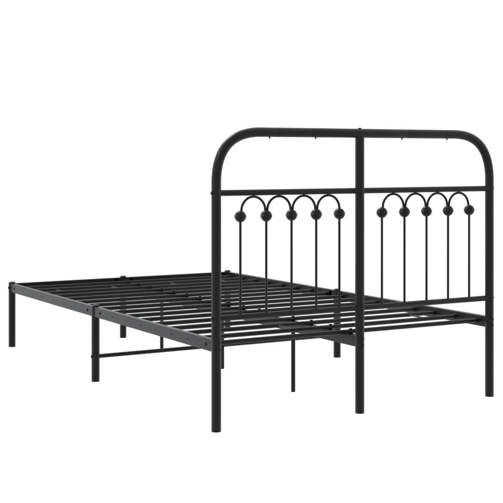 Metal Bed Frame without Mattress with Headboard Black 120x190cm