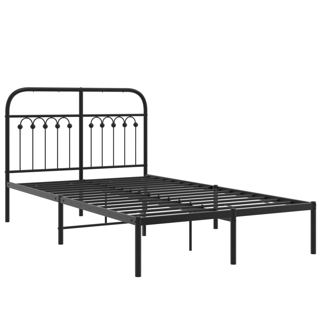 Metal Bed Frame without Mattress with Headboard Black 120x200cm