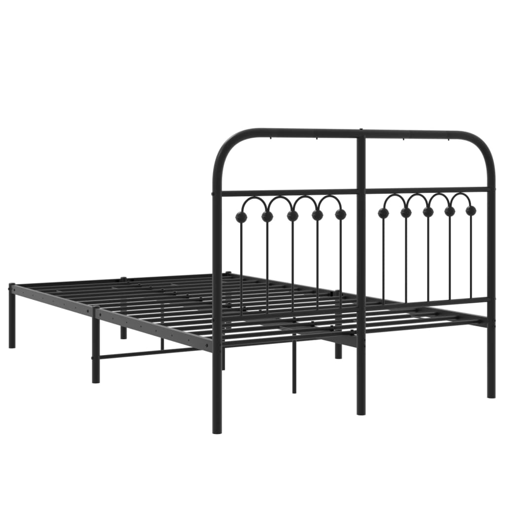 Metal Bed Frame without Mattress with Headboard Black 120x200cm