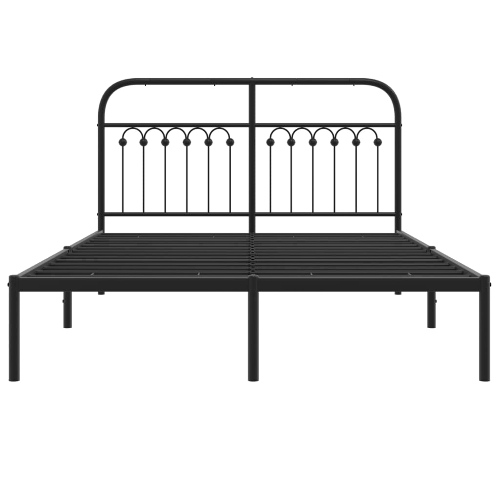 Metal Bed Frame without Mattress with Headboard Black 140x190cm