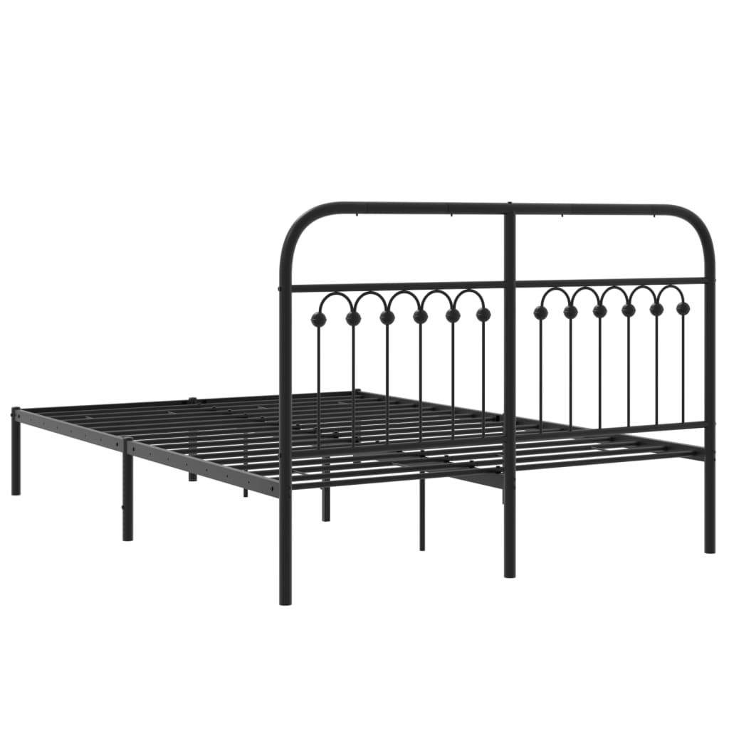 Metal Bed Frame without Mattress with Headboard Black 140x190cm