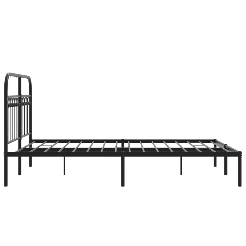 Metal Bed Frame without Mattress with Headboard Black 140x200cm