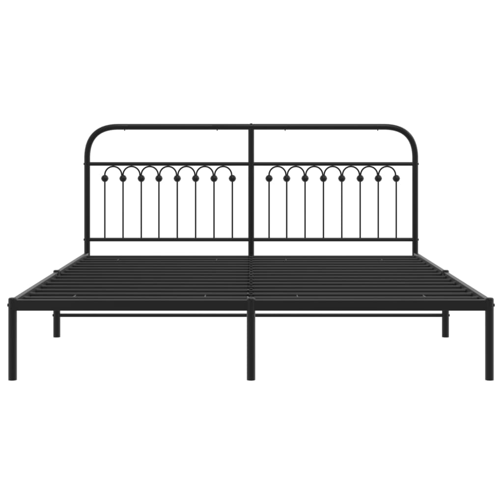 Metal Bed Frame without Mattress with Headboard Black 183x203cm