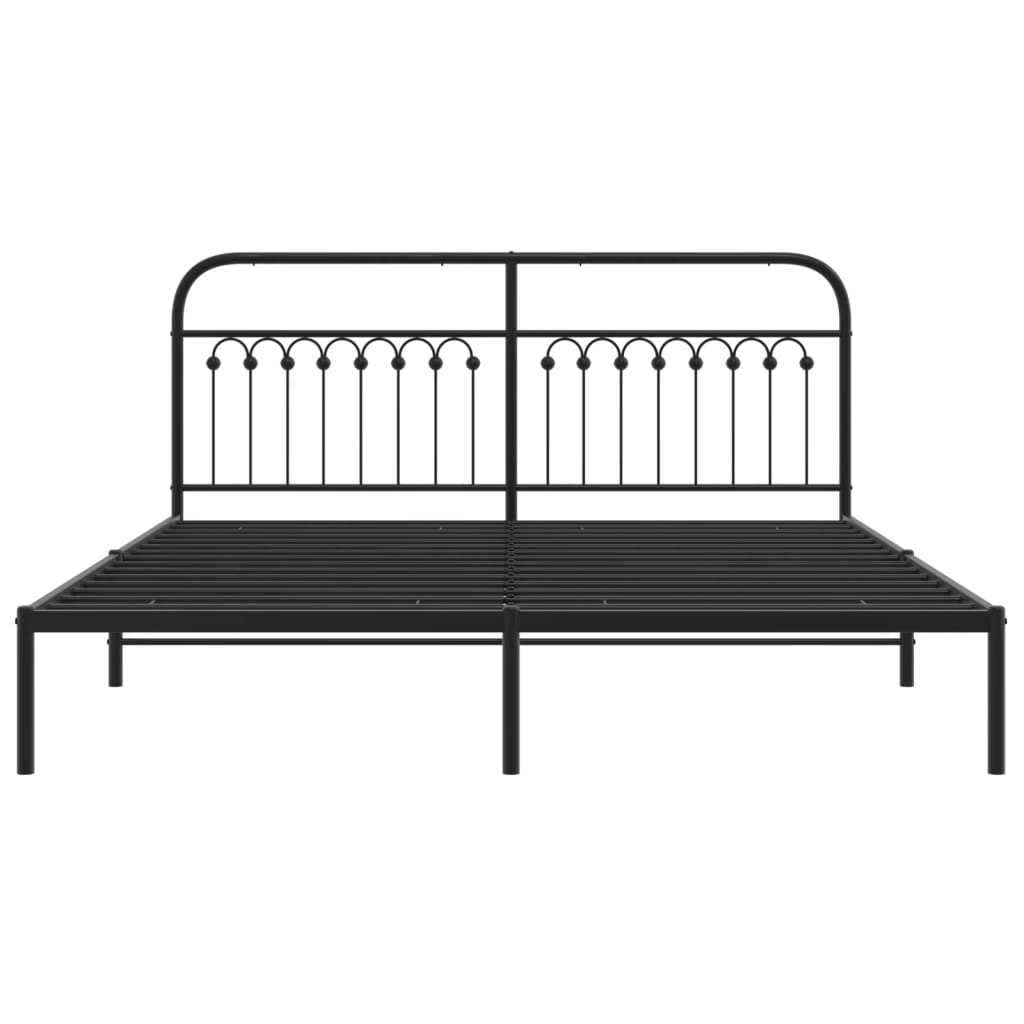 Metal Bed Frame without Mattress with Headboard Black 183x213cm