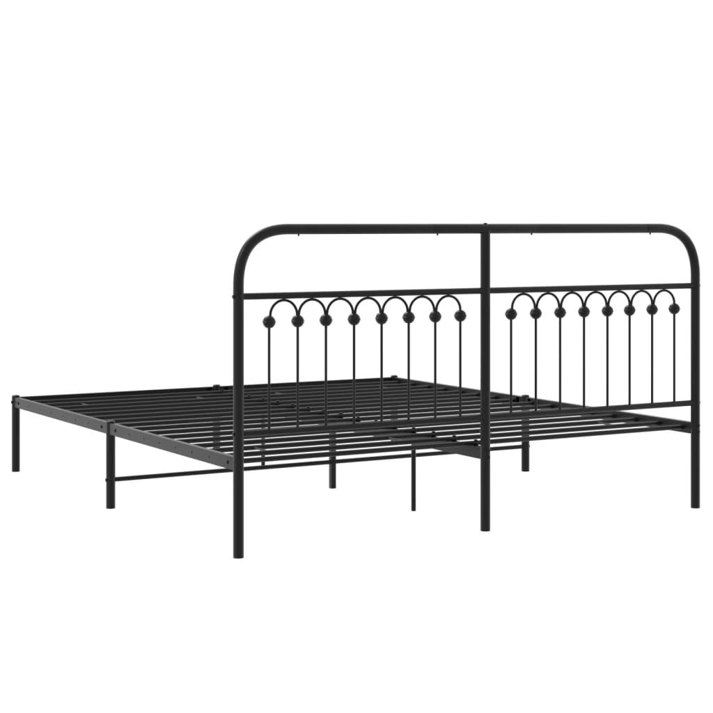 Metal Bed Frame without Mattress with Headboard Black 183x213cm