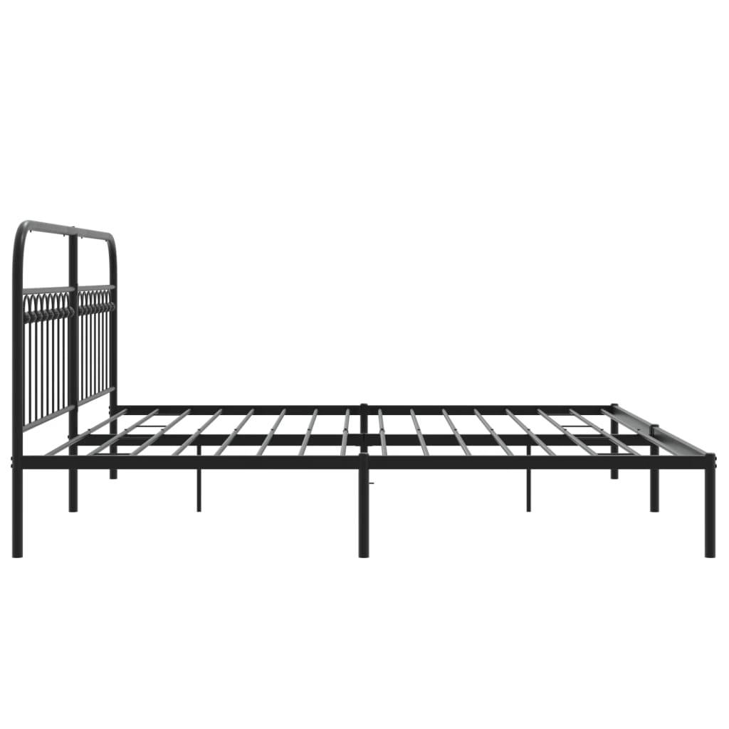 Metal Bed Frame without Mattress with Headboard Black 193x203cm