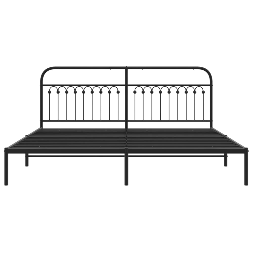 Metal Bed Frame without Mattress with Headboard Black 200x200cm