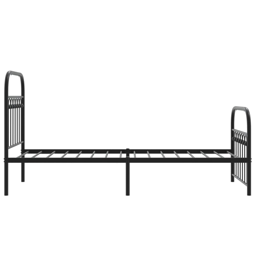 Metal Bed Frame without Mattress with Footboard Black 75x190cm