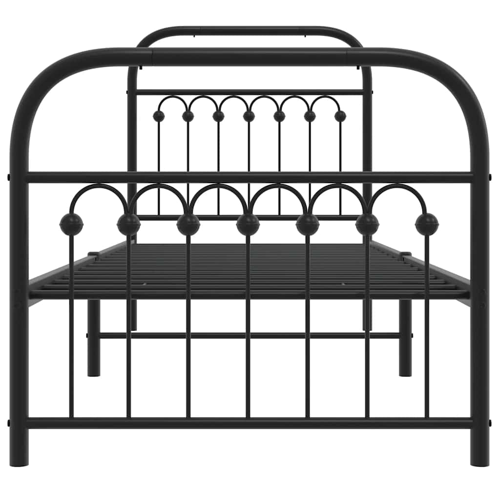 Metal Bed Frame without Mattress with Footboard Black 80x200cm