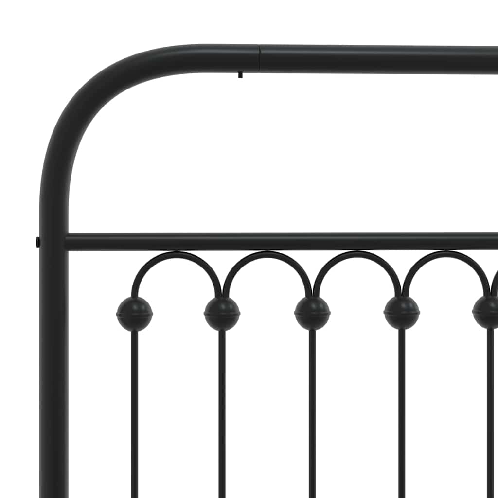 Metal Bed Frame without Mattress with Footboard Black 80x200cm