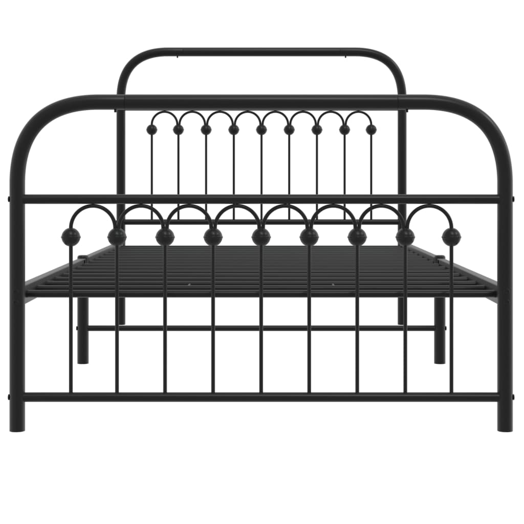 Metal Bed Frame without Mattress with Footboard Black 100x190cm