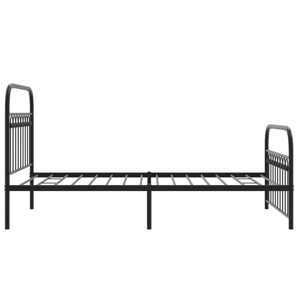 Metal Bed Frame without Mattress with Footboard Black 100x190cm