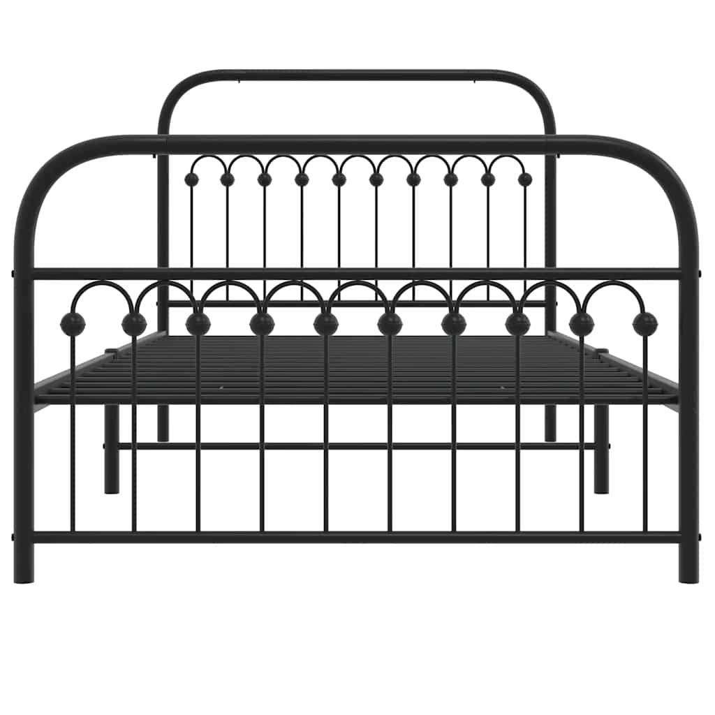 Metal Bed Frame without Mattress with Footboard Black 107x203cm