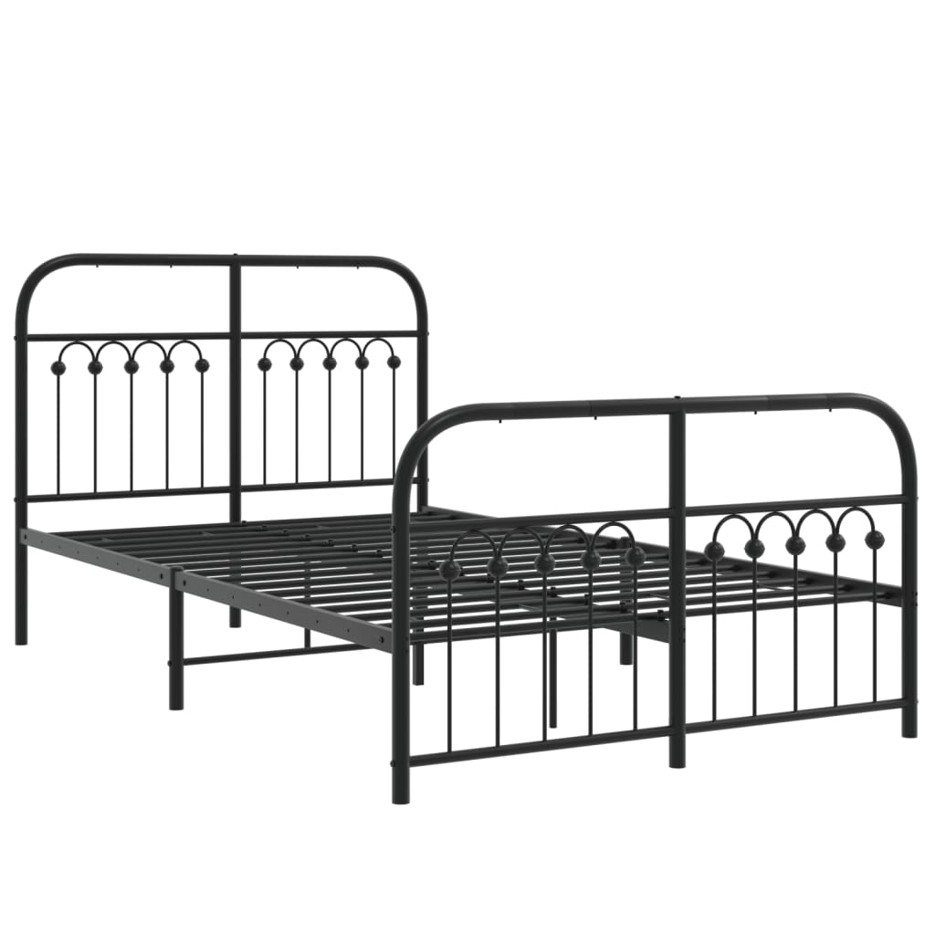 Metal Bed Frame without Mattress with Footboard Black 120x190cm