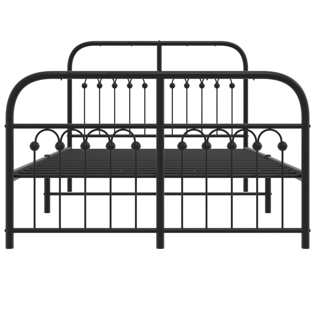 Metal Bed Frame without Mattress with Footboard Black 120x190cm