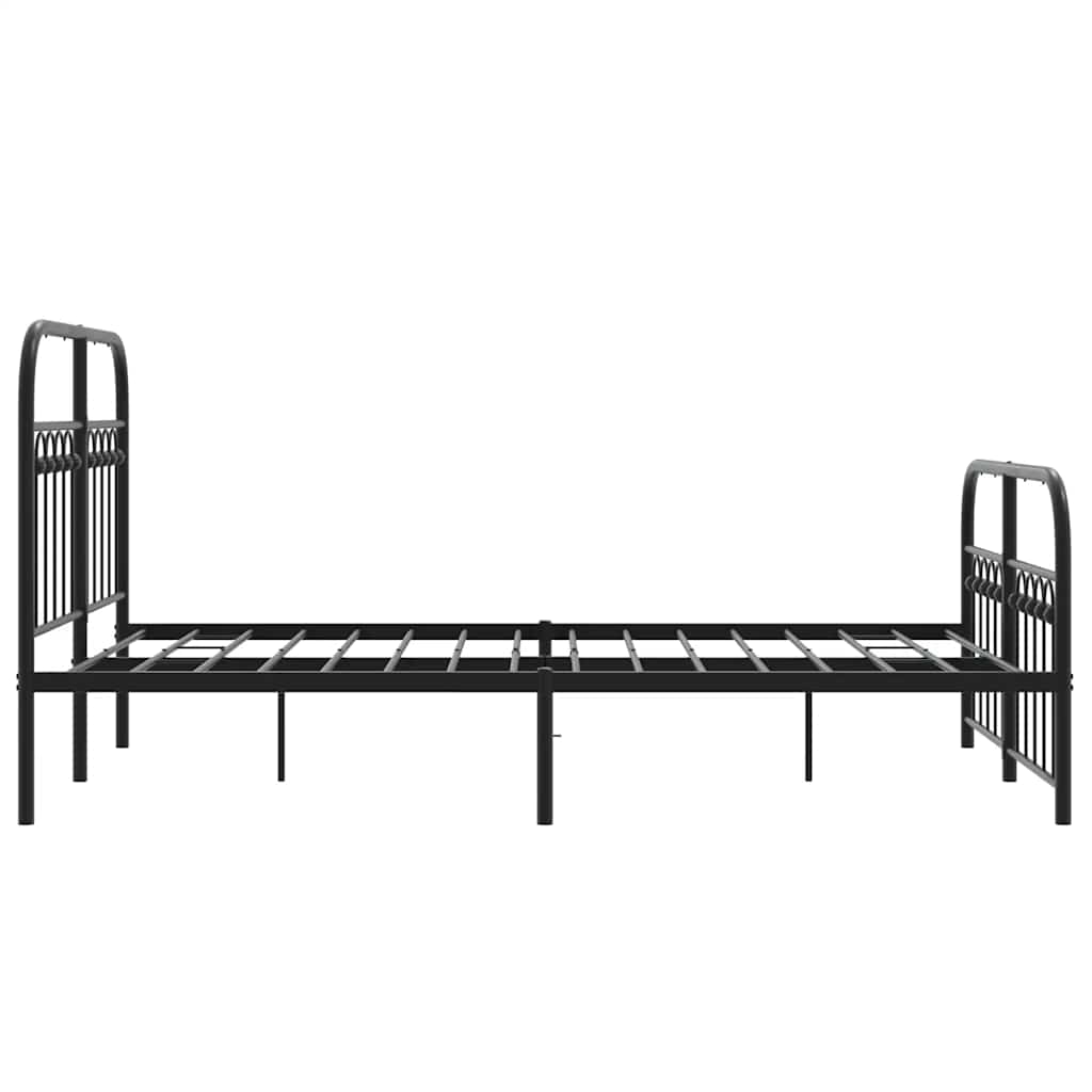 Metal Bed Frame without Mattress with Footboard Black 120x190cm