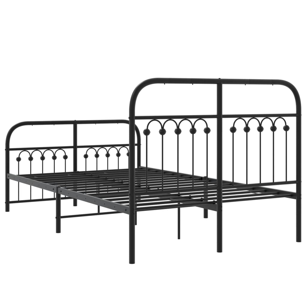 Metal Bed Frame without Mattress with Footboard Black 120x190cm