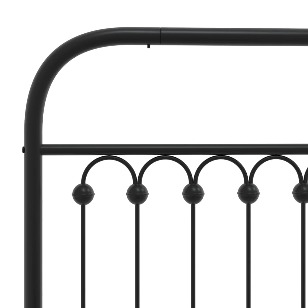Metal Bed Frame without Mattress with Footboard Black 120x190cm