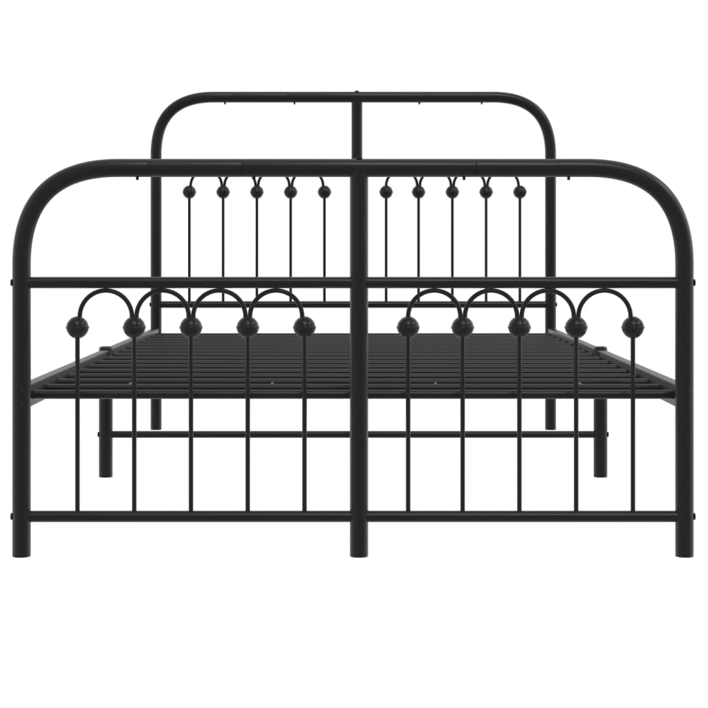 Metal Bed Frame without Mattress with Footboard Black 120x200cm