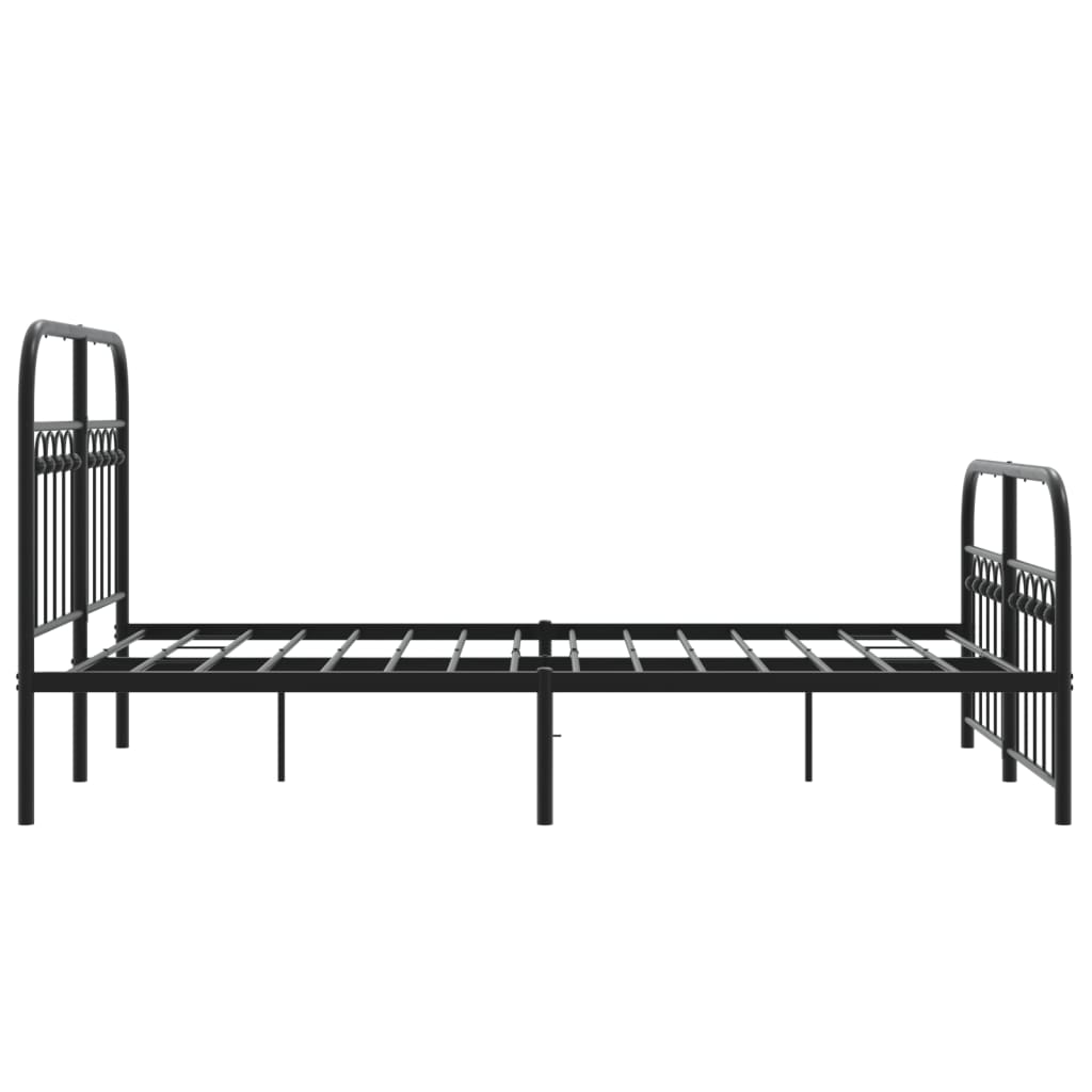 Metal Bed Frame without Mattress with Footboard Black 120x200cm