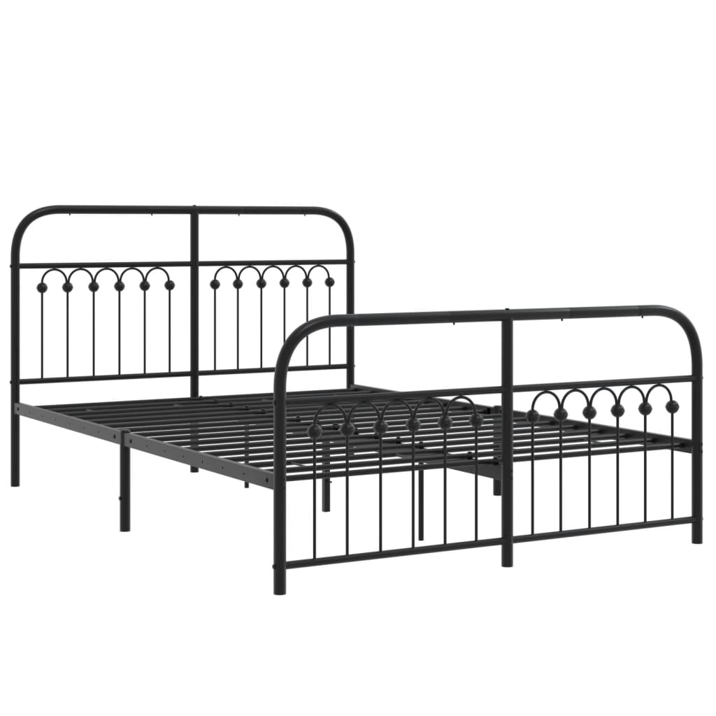 Metal Bed Frame without Mattress with Footboard Black 137x190cm
