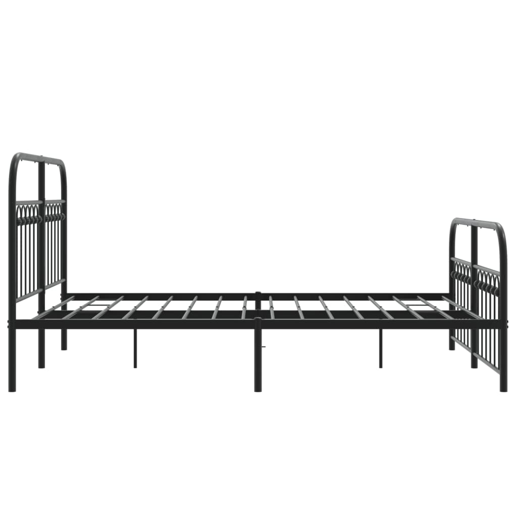 Metal Bed Frame without Mattress with Footboard Black 137x190cm