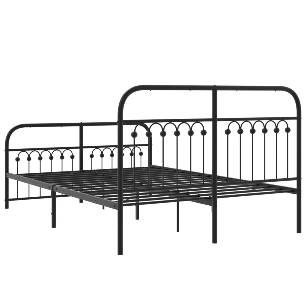 Metal Bed Frame without Mattress with Footboard Black 137x190cm
