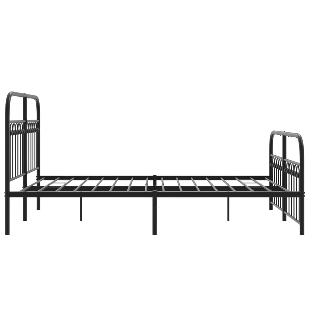 Metal Bed Frame without Mattress with Footboard Black 140x200cm