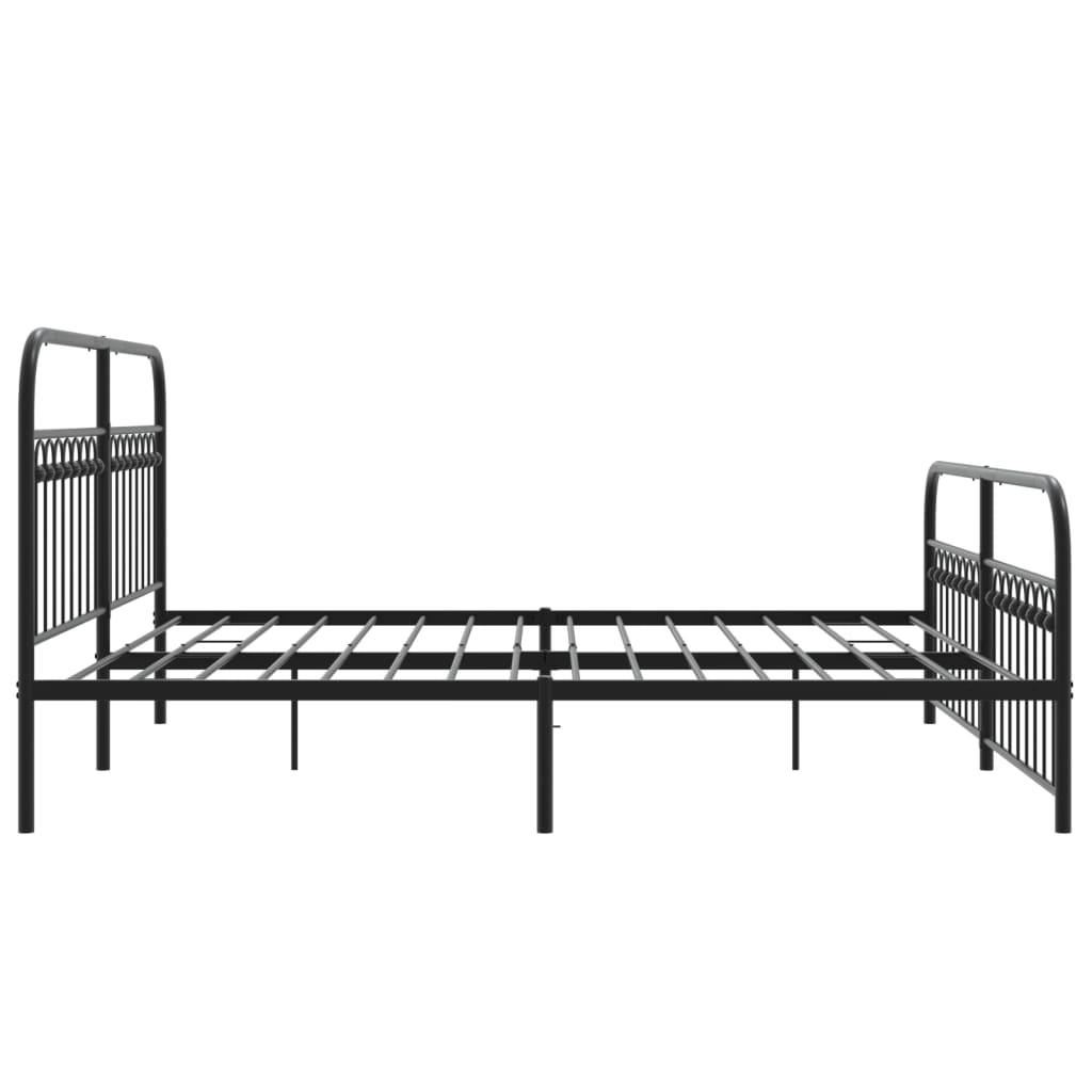 Metal Bed Frame without Mattress with Footboard Black 183x203cm