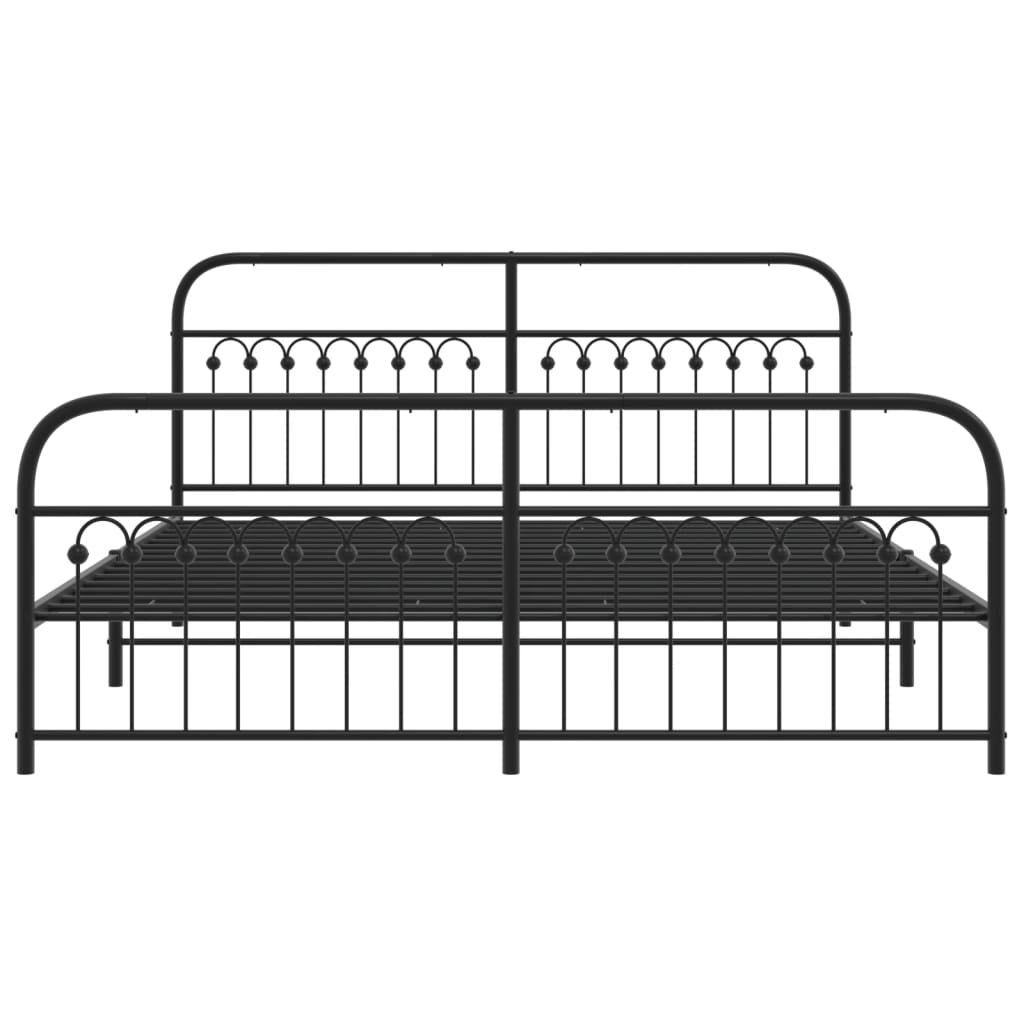 Metal Bed Frame without Mattress with Footboard Black 183x213cm
