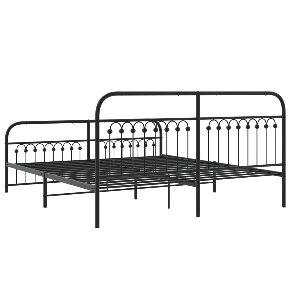 Metal Bed Frame without Mattress with Footboard Black 183x213cm