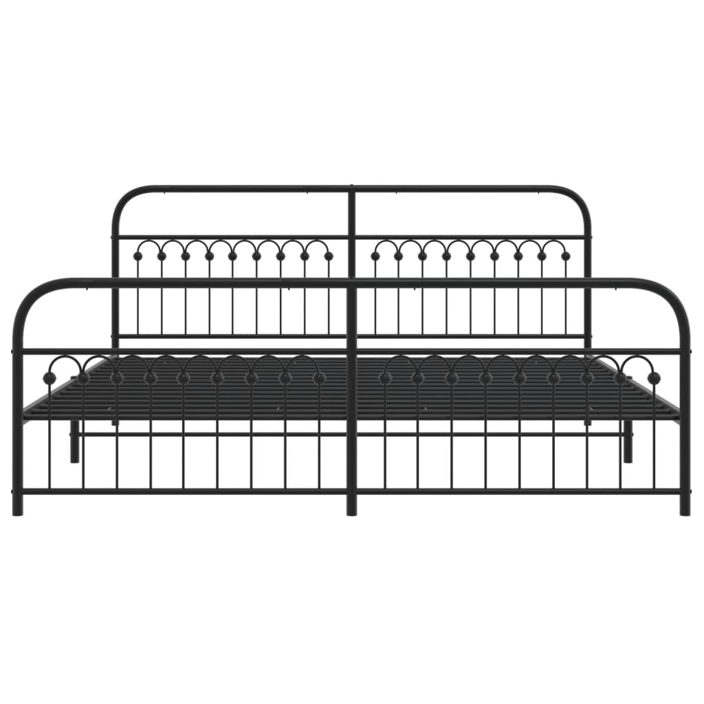 Metal Bed Frame without Mattress with Footboard Black 193x203cm