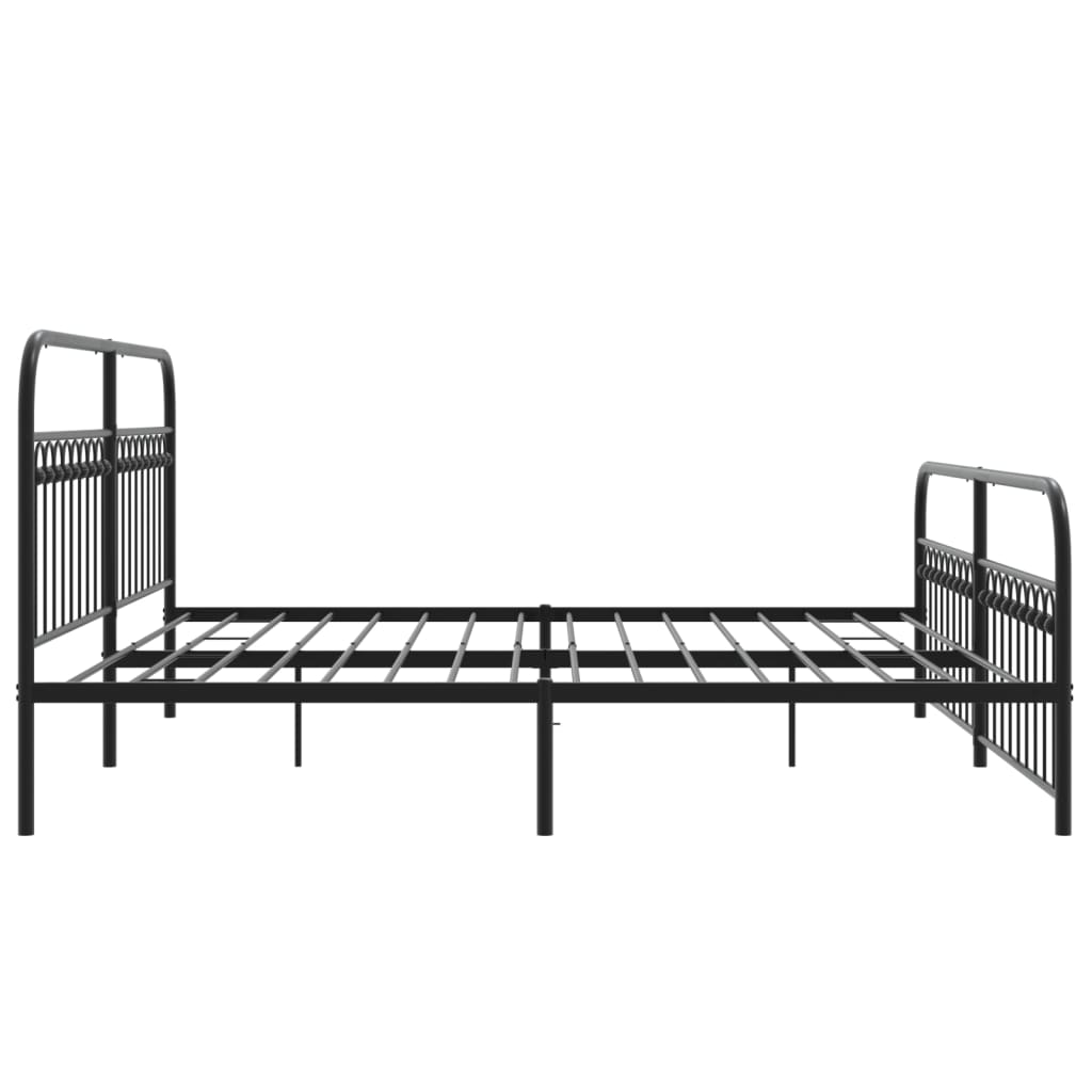 Metal Bed Frame without Mattress with Footboard Black 193x203cm