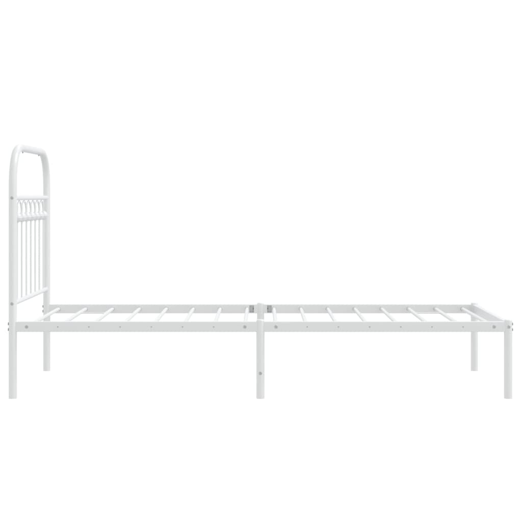 Metal Bed Frame without Mattress with Headboard White 75x190cm