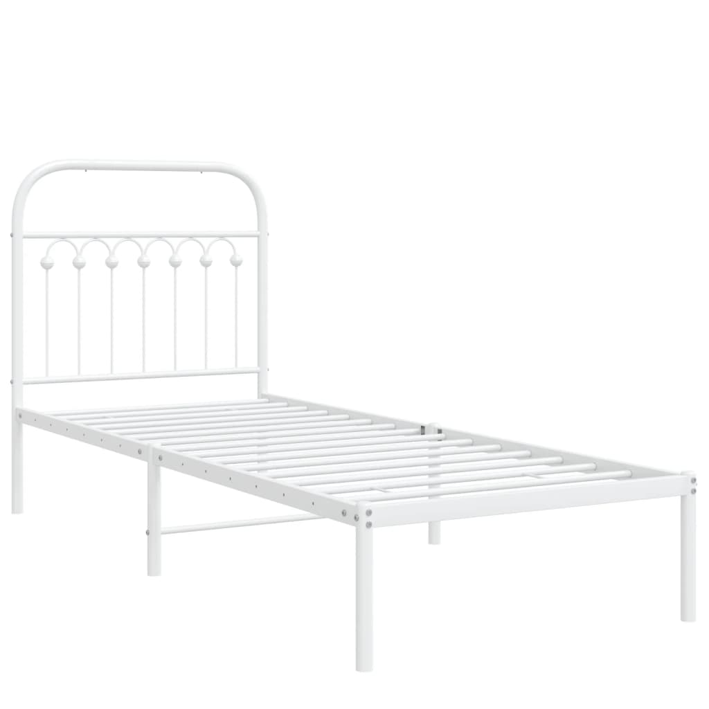 Metal Bed Frame without Mattress with Headboard White 80x200cm