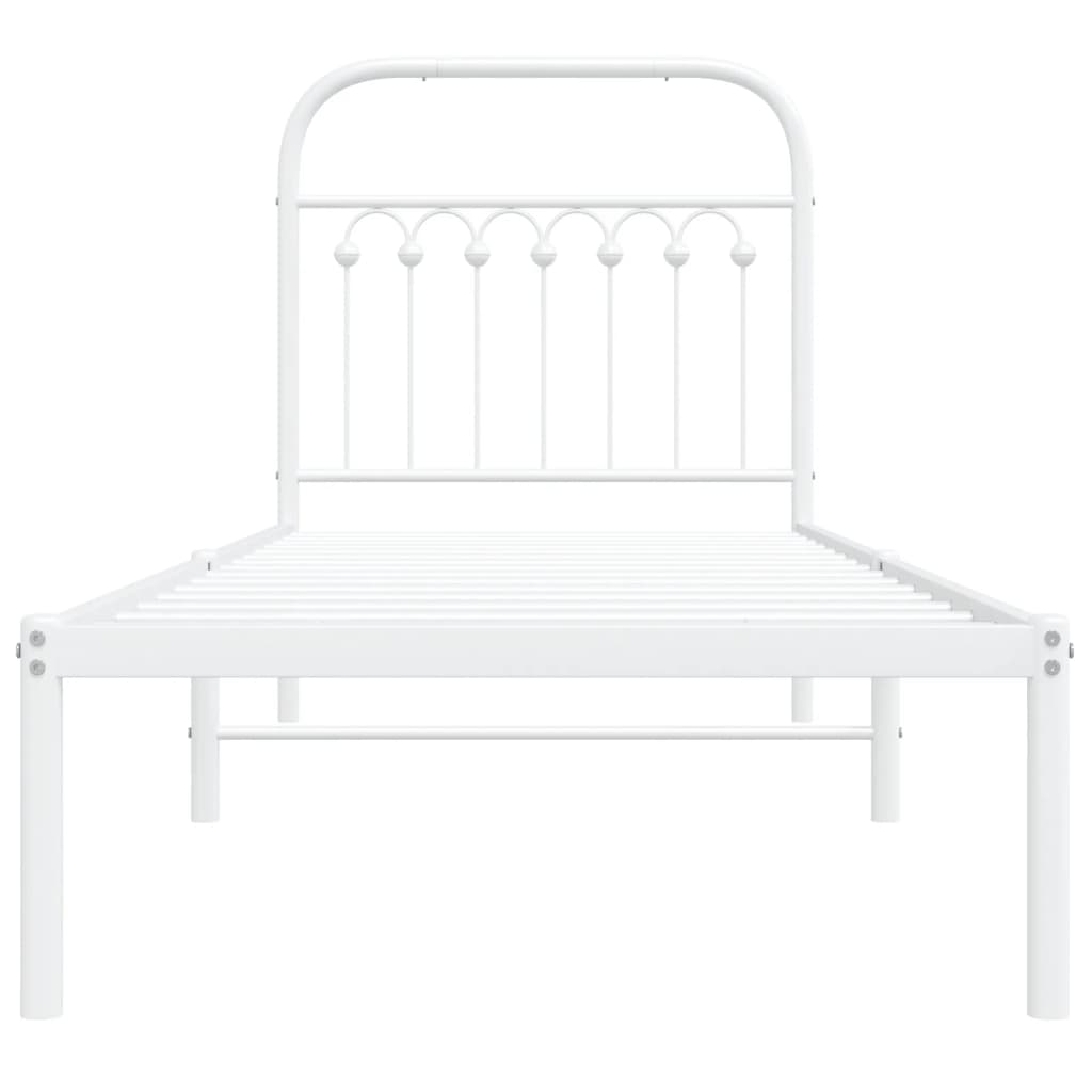 Metal Bed Frame without Mattress with Headboard White 80x200cm