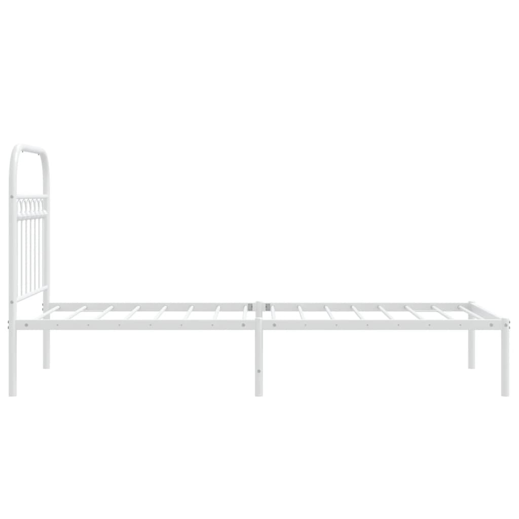 Metal Bed Frame without Mattress with Headboard White 80x200cm