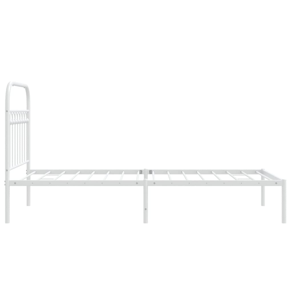 Metal Bed Frame without Mattress with Headboard White 90x190cm