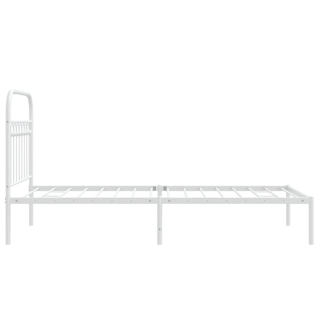 Metal Bed Frame without Mattress with Headboard White 90x200cm