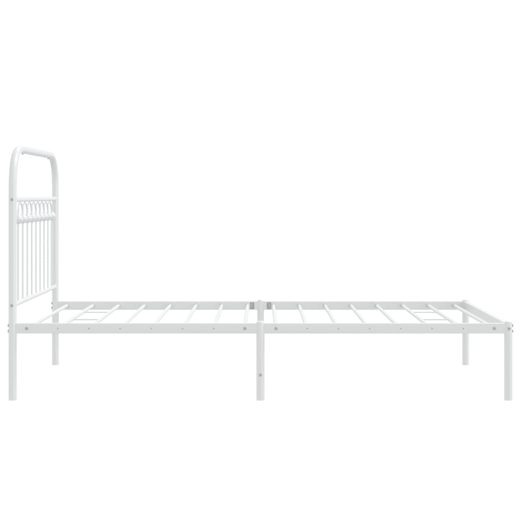 Metal Bed Frame without Mattress with Headboard White 100x190cm