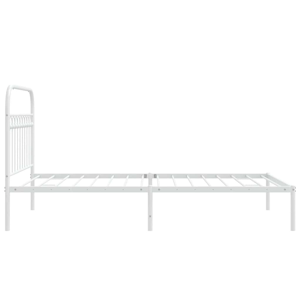 Metal Bed Frame without Mattress with Headboard White 107x203cm