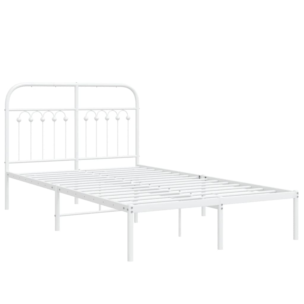 Metal Bed Frame without Mattress with Headboard White 120x190cm