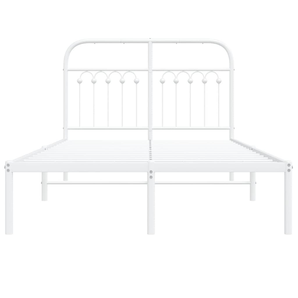 Metal Bed Frame without Mattress with Headboard White 120x190cm