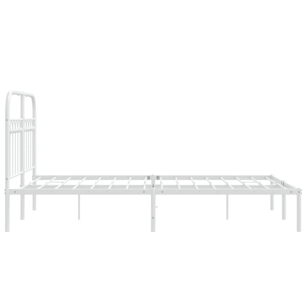 Metal Bed Frame without Mattress with Headboard White 120x190cm