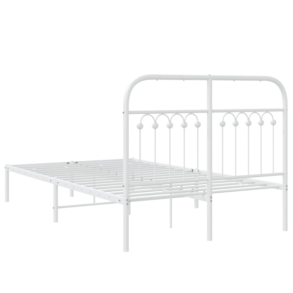 Metal Bed Frame without Mattress with Headboard White 120x190cm