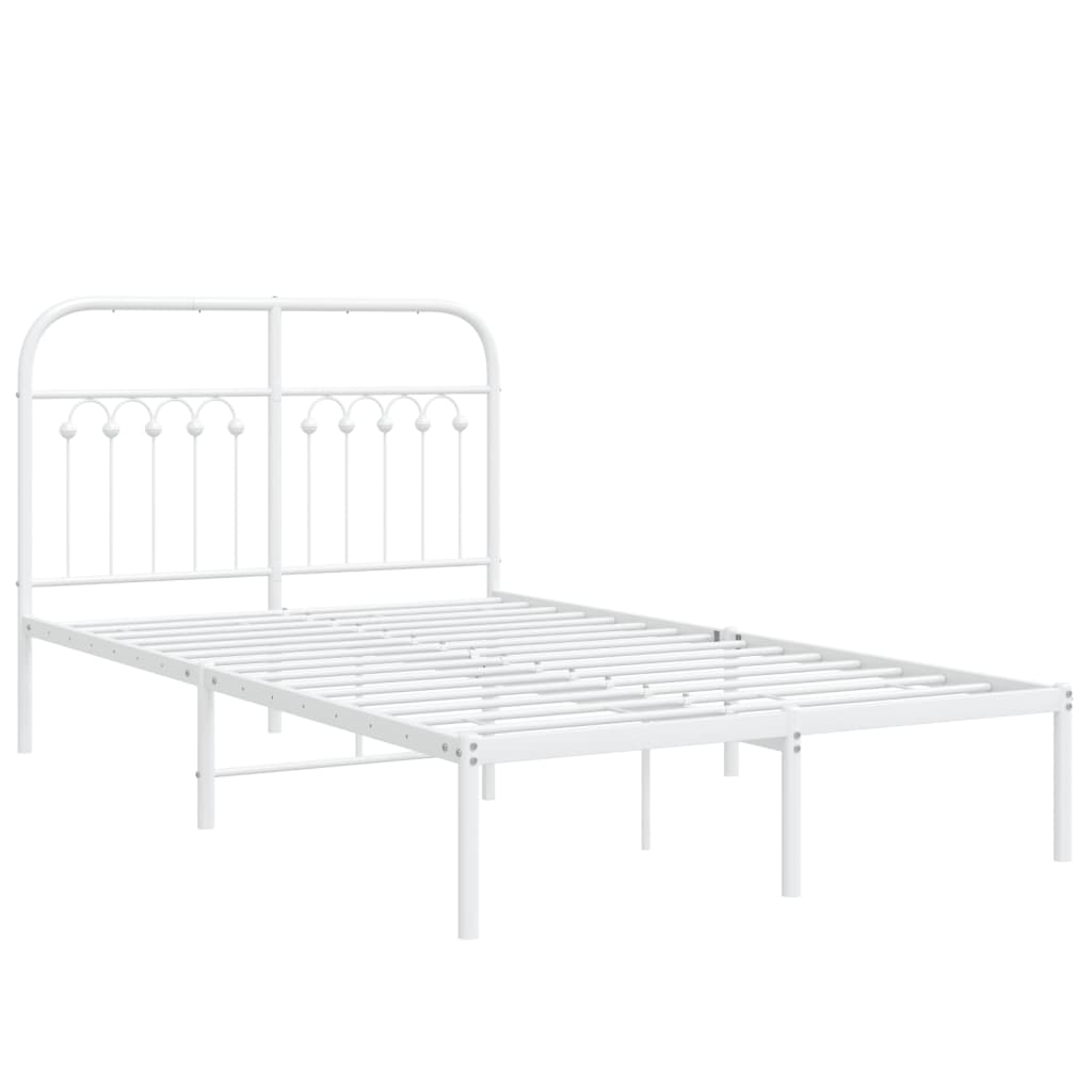 Metal Bed Frame without Mattress with Headboard White 120x200cm