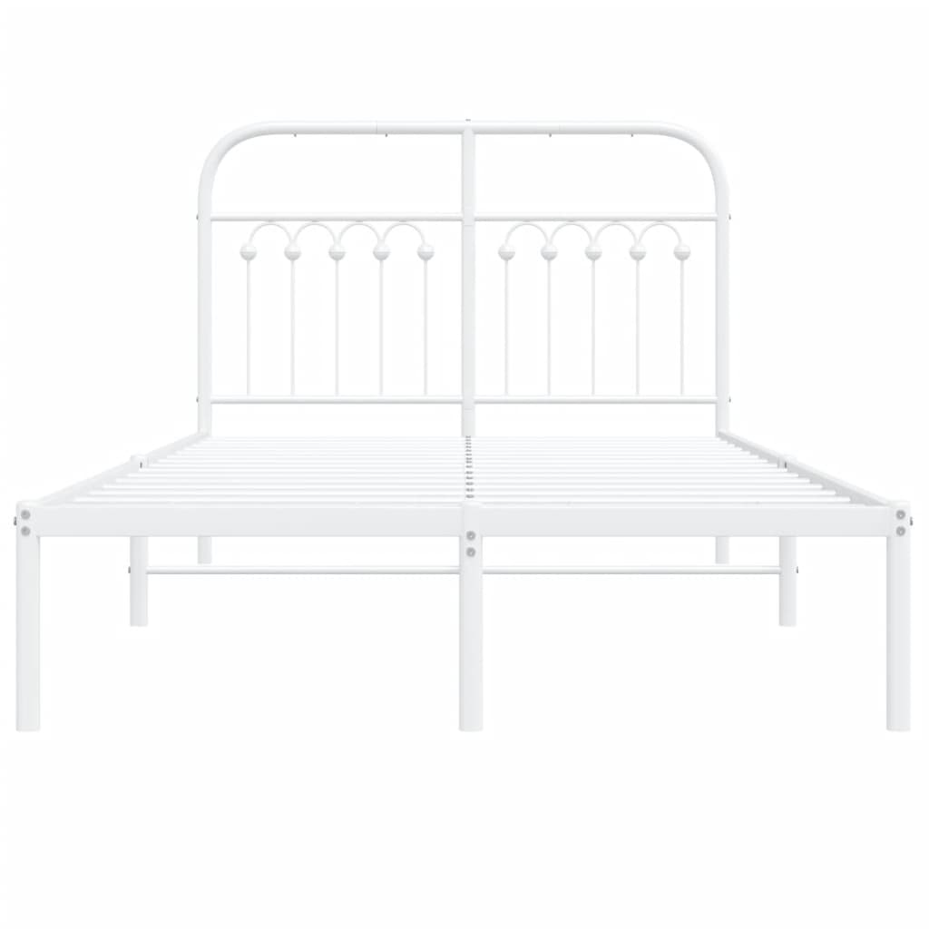 Metal Bed Frame without Mattress with Headboard White 120x200cm