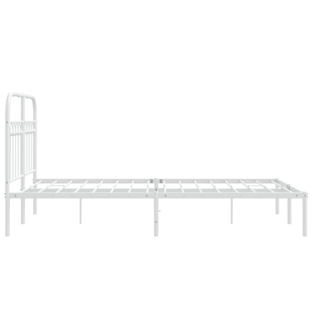 Metal Bed Frame without Mattress with Headboard White 120x200cm