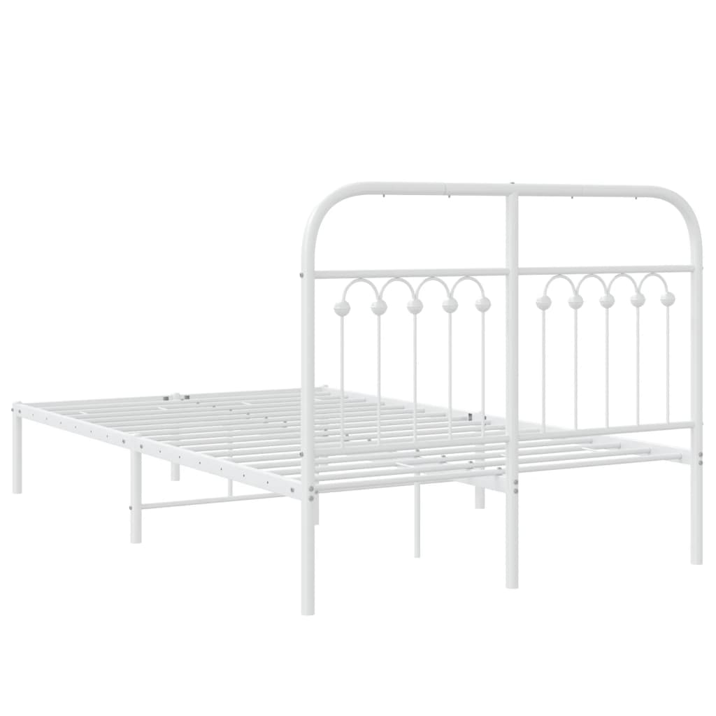 Metal Bed Frame without Mattress with Headboard White 120x200cm